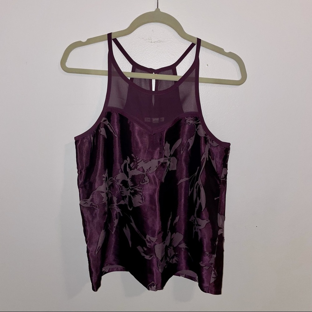 Vintage purple silk velvet floral tank top